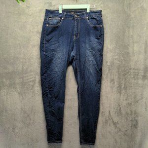 BAB Women Jeans High Rise Skinny Leg Solid Blue Solid Dark Wash W:36 L:33